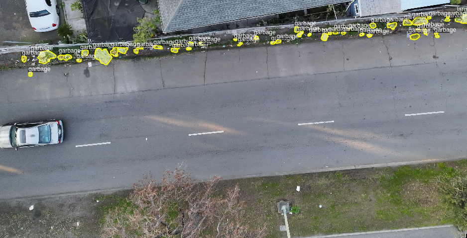 Wide-view segmented garbage detection along roadside